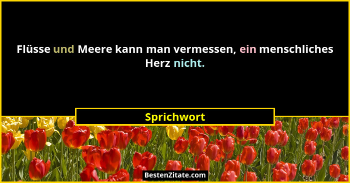 Flüsse und Meere kann man vermessen, ein menschliches Herz nicht.... - Sprichwort
