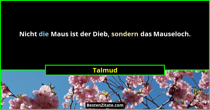 Nicht die Maus ist der Dieb, sondern das Mauseloch.... - Talmud