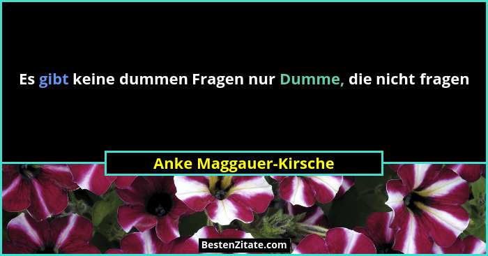 Es gibt keine dummen Fragen nur Dumme, die nicht fragen... - Anke Maggauer-Kirsche