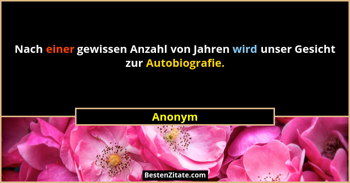Nach einer gewissen Anzahl von Jahren wird unser Gesicht zur Autobiografie.... - Anonym