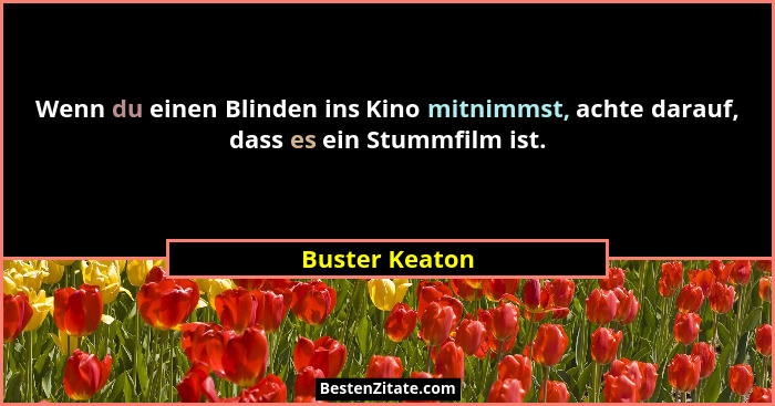 Wenn du einen Blinden ins Kino mitnimmst, achte darauf, dass es ein Stummfilm ist.... - Buster Keaton