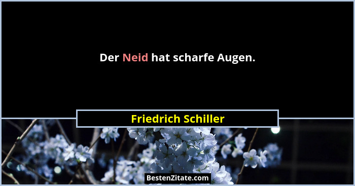 Der Neid hat scharfe Augen.... - Friedrich Schiller