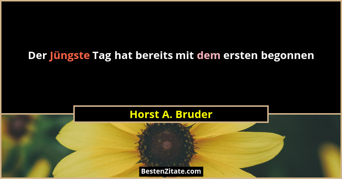 Der Jüngste Tag hat bereits mit dem ersten begonnen... - Horst A. Bruder