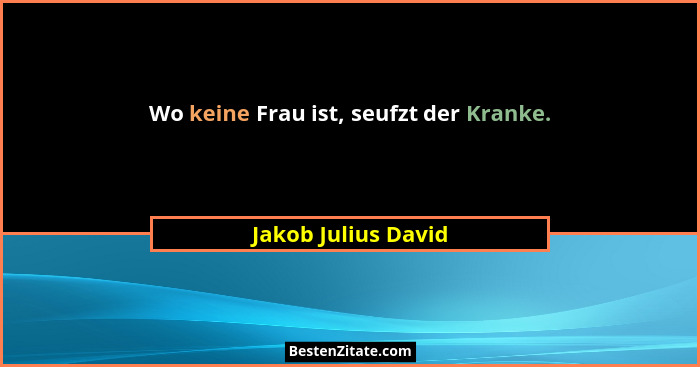 Wo keine Frau ist, seufzt der Kranke.... - Jakob Julius David