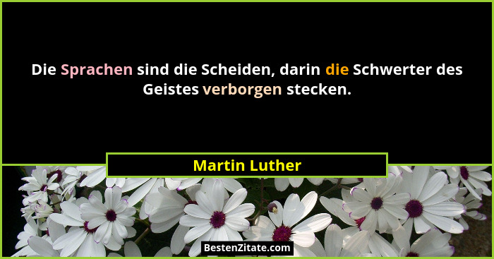 Die Sprachen sind die Scheiden, darin die Schwerter des Geistes verborgen stecken.... - Martin Luther