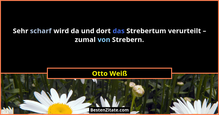 Sehr scharf wird da und dort das Strebertum verurteilt – zumal von Strebern.... - Otto Weiß