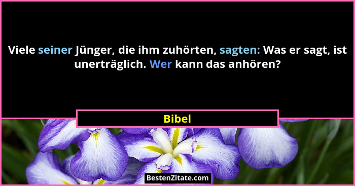 Viele seiner Jünger, die ihm zuhörten, sagten: Was er sagt, ist unerträglich. Wer kann das anhören?... - Bibel
