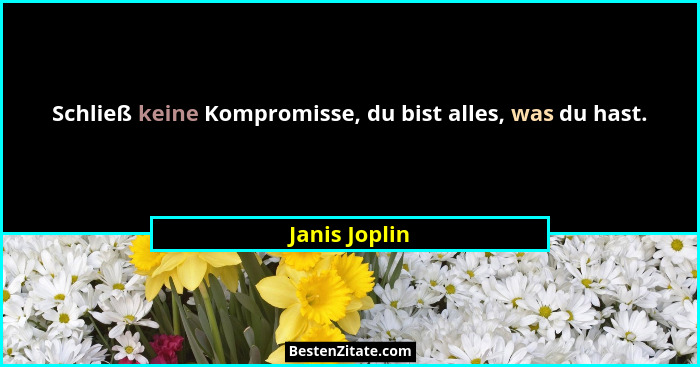 Schließ keine Kompromisse, du bist alles, was du hast.... - Janis Joplin