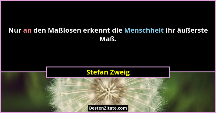 Nur an den Maßlosen erkennt die Menschheit ihr äußerste Maß.... - Stefan Zweig