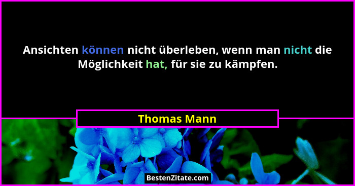 Ansichten können nicht überleben, wenn man nicht die Möglichkeit hat, für sie zu kämpfen.... - Thomas Mann