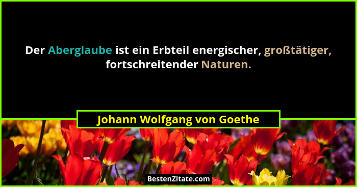 Der Aberglaube ist ein Erbteil energischer, großtätiger, fortschreitender Naturen.... - Johann Wolfgang von Goethe
