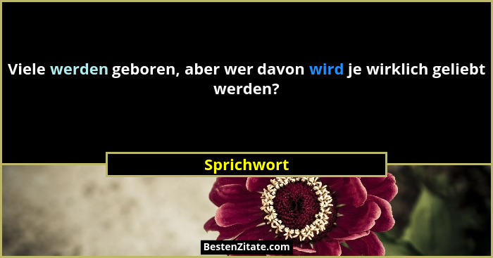Viele werden geboren, aber wer davon wird je wirklich geliebt werden?... - Sprichwort