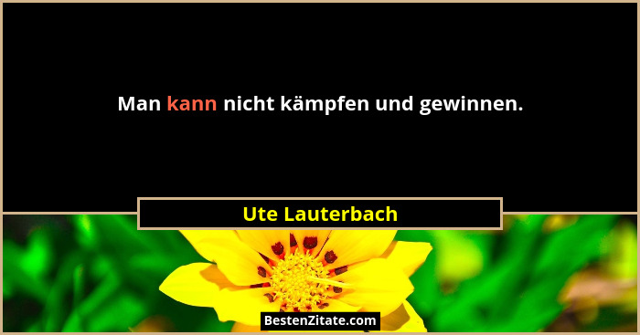 Man kann nicht kämpfen und gewinnen.... - Ute Lauterbach