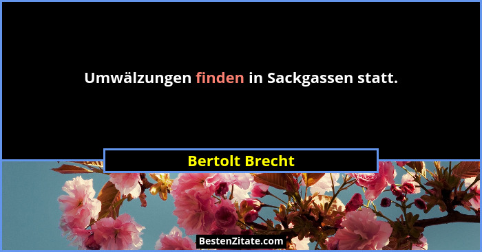 Umwälzungen finden in Sackgassen statt.... - Bertolt Brecht