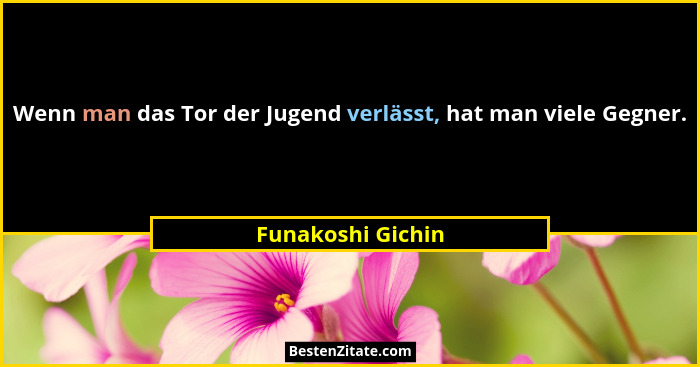 Wenn man das Tor der Jugend verlässt, hat man viele Gegner.... - Funakoshi Gichin