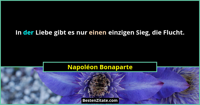 In der Liebe gibt es nur einen einzigen Sieg, die Flucht.... - Napoléon Bonaparte