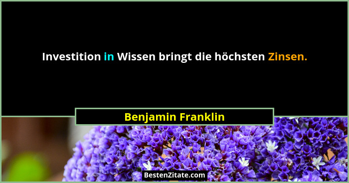 Investition in Wissen bringt die höchsten Zinsen.... - Benjamin Franklin
