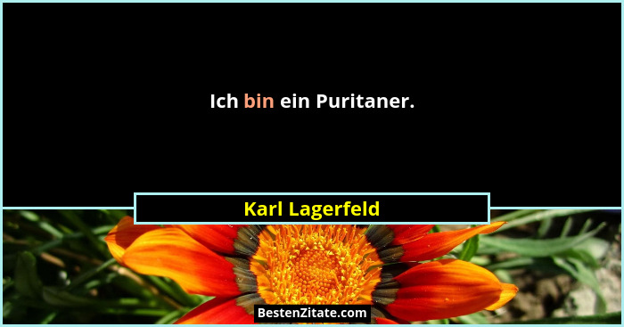 Ich bin ein Puritaner.... - Karl Lagerfeld