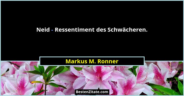 Neid - Ressentiment des Schwächeren.... - Markus M. Ronner