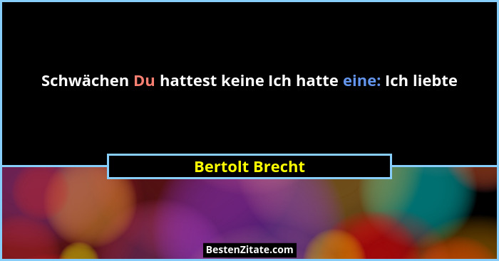 Schwächen Du hattest keine Ich hatte eine: Ich liebte... - Bertolt Brecht