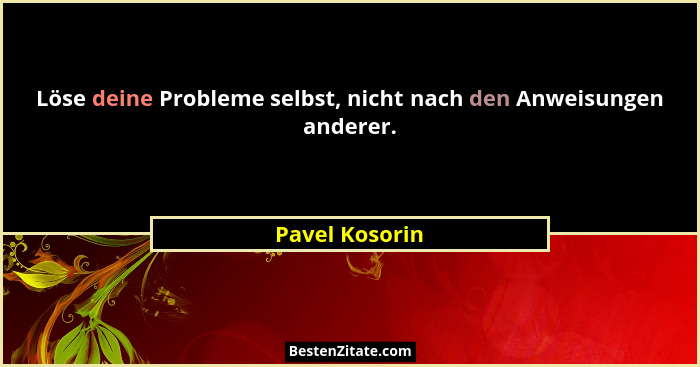 Löse deine Probleme selbst, nicht nach den Anweisungen anderer.... - Pavel Kosorin