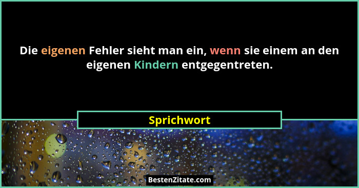 Die eigenen Fehler sieht man ein, wenn sie einem an den eigenen Kindern entgegentreten.... - Sprichwort