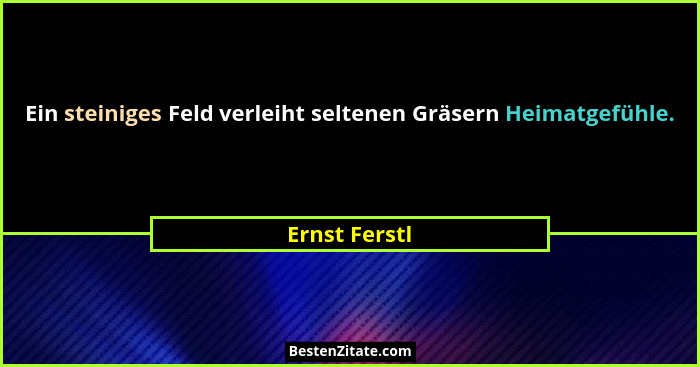 Ein steiniges Feld verleiht seltenen Gräsern Heimatgefühle.... - Ernst Ferstl