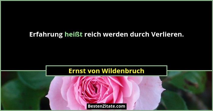 Erfahrung heißt reich werden durch Verlieren.... - Ernst von Wildenbruch