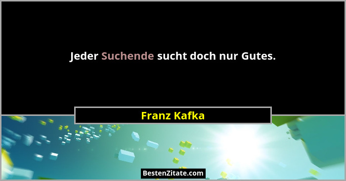 Jeder Suchende sucht doch nur Gutes.... - Franz Kafka