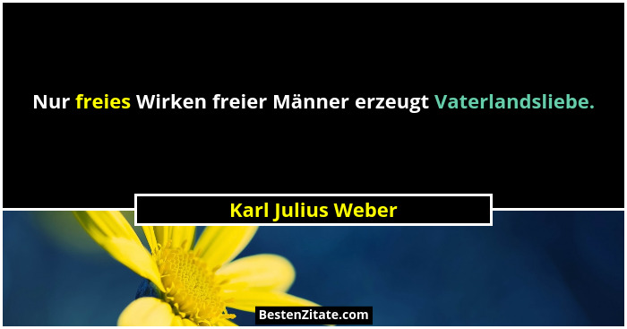 Nur freies Wirken freier Männer erzeugt Vaterlandsliebe.... - Karl Julius Weber