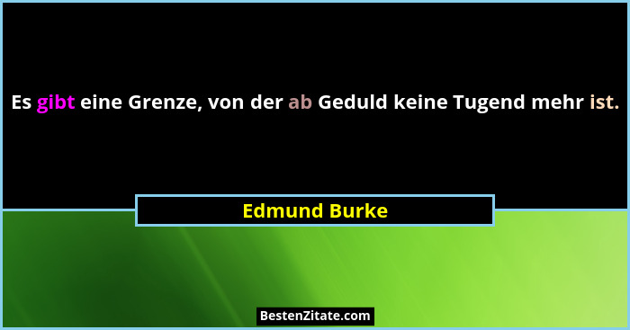 Es gibt eine Grenze, von der ab Geduld keine Tugend mehr ist.... - Edmund Burke