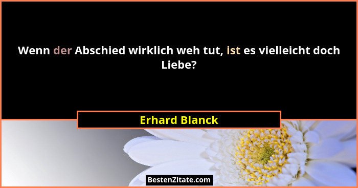 Wenn der Abschied wirklich weh tut, ist es vielleicht doch Liebe?... - Erhard Blanck