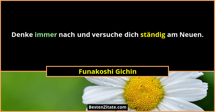 Denke immer nach und versuche dich ständig am Neuen.... - Funakoshi Gichin