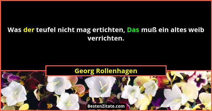 Was der teufel nicht mag ertichten, Das muß ein altes weib verrichten.... - Georg Rollenhagen