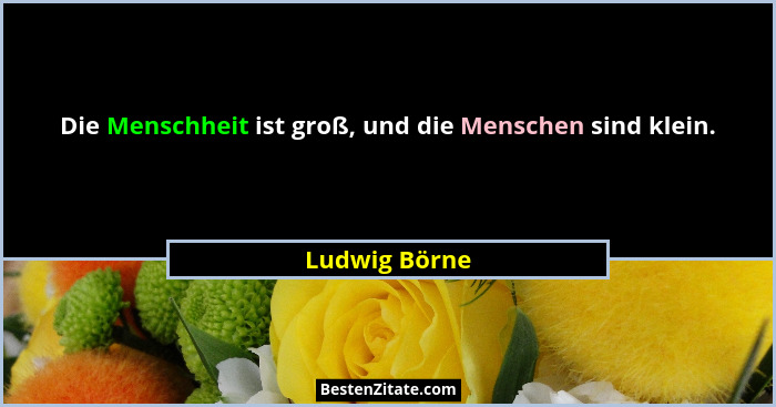 Die Menschheit ist groß, und die Menschen sind klein.... - Ludwig Börne
