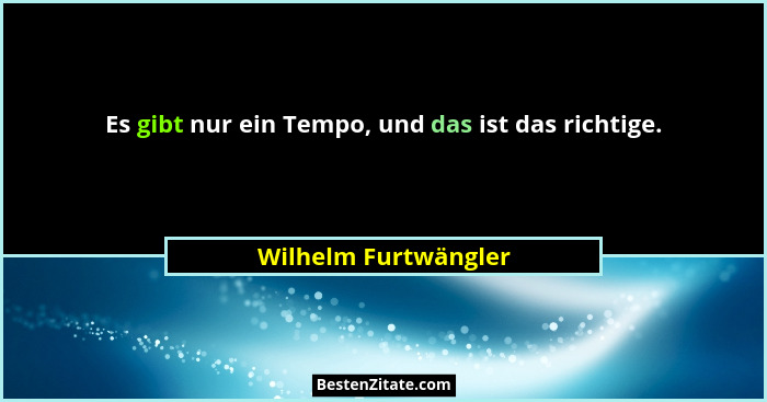 Es gibt nur ein Tempo, und das ist das richtige.... - Wilhelm Furtwängler