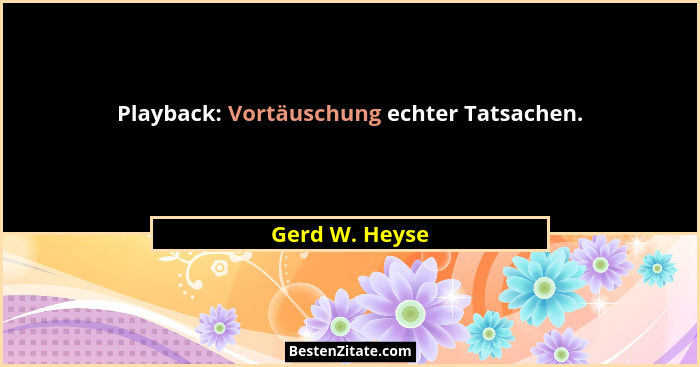 Playback: Vortäuschung echter Tatsachen.... - Gerd W. Heyse