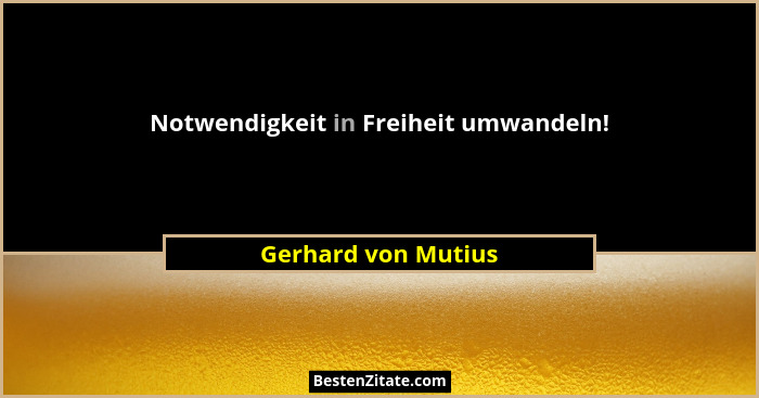 Notwendigkeit in Freiheit umwandeln!... - Gerhard von Mutius