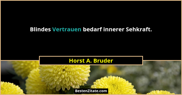 Blindes Vertrauen bedarf innerer Sehkraft.... - Horst A. Bruder