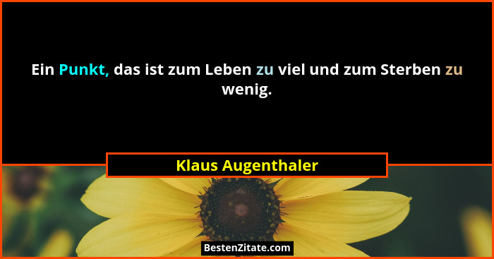 Ein Punkt, das ist zum Leben zu viel und zum Sterben zu wenig.... - Klaus Augenthaler