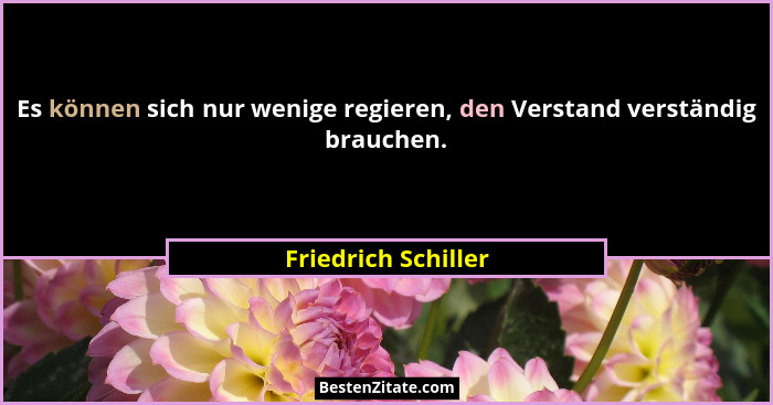 Es können sich nur wenige regieren, den Verstand verständig brauchen.... - Friedrich Schiller