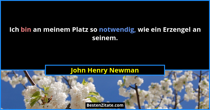Ich bin an meinem Platz so notwendig, wie ein Erzengel an seinem.... - John Henry Newman