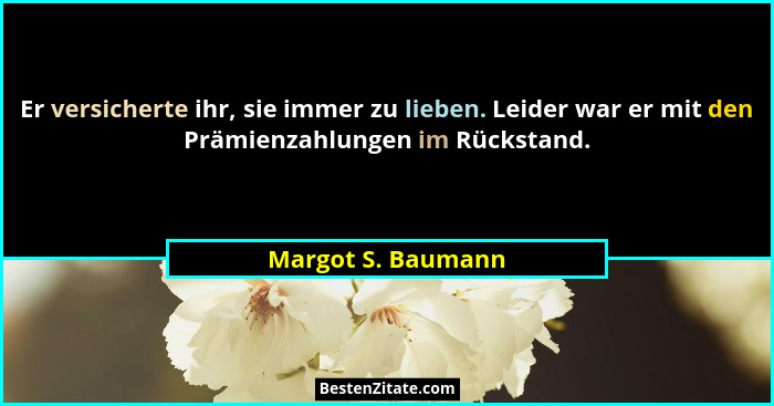 Er versicherte ihr, sie immer zu lieben. Leider war er mit den Prämienzahlungen im Rückstand.... - Margot S. Baumann