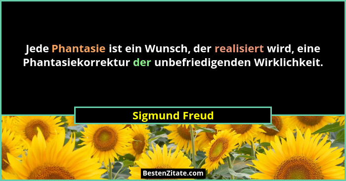 Jede Phantasie ist ein Wunsch, der realisiert wird, eine Phantasiekorrektur der unbefriedigenden Wirklichkeit.... - Sigmund Freud
