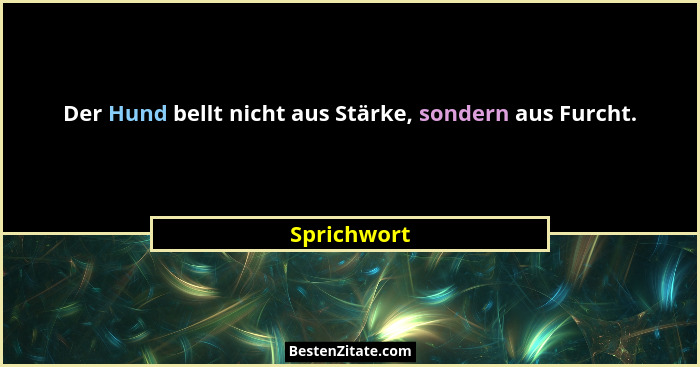 Der Hund bellt nicht aus Stärke, sondern aus Furcht.... - Sprichwort