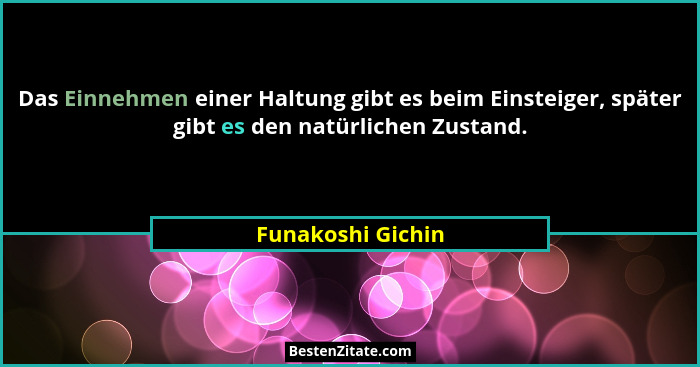 Das Einnehmen einer Haltung gibt es beim Einsteiger, später gibt es den natürlichen Zustand.... - Funakoshi Gichin
