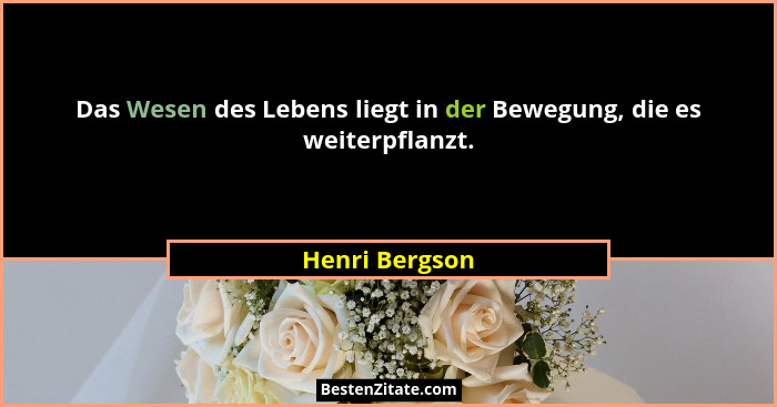Das Wesen des Lebens liegt in der Bewegung, die es weiterpflanzt.... - Henri Bergson