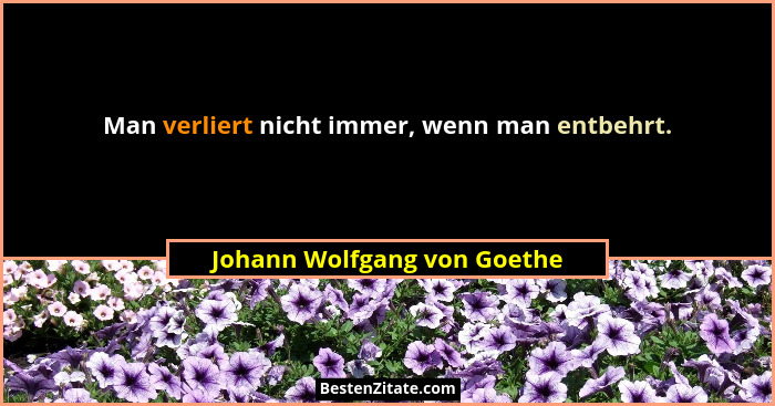 Man verliert nicht immer, wenn man entbehrt.... - Johann Wolfgang von Goethe