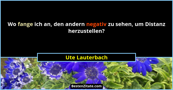 Wo fange ich an, den andern negativ zu sehen, um Distanz herzustellen?... - Ute Lauterbach