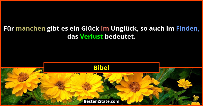 Für manchen gibt es ein Glück im Unglück, so auch im Finden, das Verlust bedeutet.... - Bibel